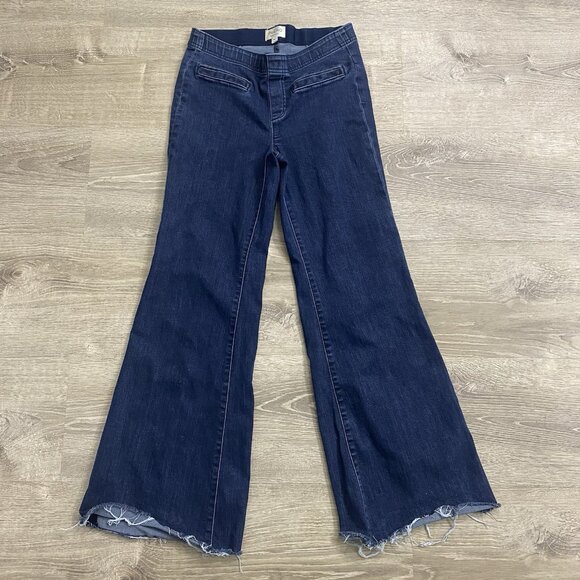 Pilcro by Anthropologie Womens 28 Blue Elastic Waist Flare Pull On Jeans - Picture 1 of 3